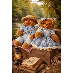 Raikes Bears Tom Sawyer and Becky Thatcher Collectable Set with Boxes and COA